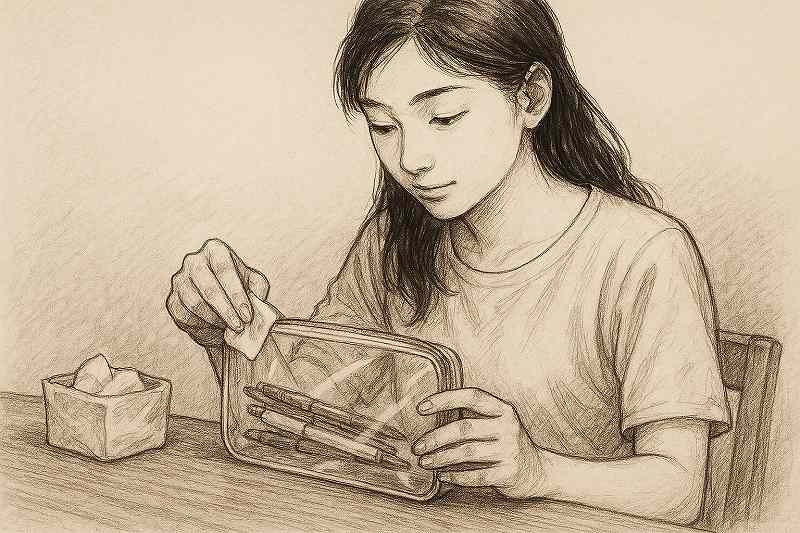 ビニール箱の汚れを落とす